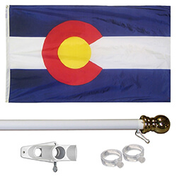 Colorado Tangle Free Flagpole Set - white flagpole, KTF35COW