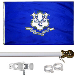 Connecticut Tangle Free Flagpole Set - white flagpole, KTF35CTW