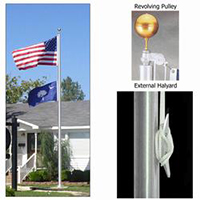 Ground Set Flagpoles External Halyard System