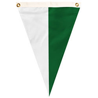 Green and White Single Pennant, PENNNT46GW