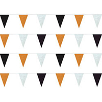 Black, Orange, and White String Pennants
