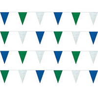 Blue, Green and White Heavy Duty String Pennants, PENNSP899BGW