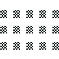 Black and White Checkered Polyethylene String Pennants, FBPP0000012465