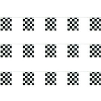 Black and White Checkered Polyethylene String Pennants