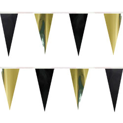 Black and Gold String Pennants, PENNSCR6BG