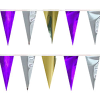 Purple Gold Silver String Pennants, PENNSCR6P