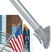 6 ft. Straight Shaft Outrigger Anodized Aluminum Flagpole with 45 degree Shield Bracket, POUTR62945