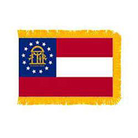 Georgia State Fringed Flag with Pole Hem