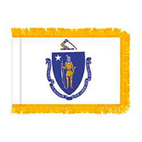 Massachusetts Fringed Flag with Pole Hem