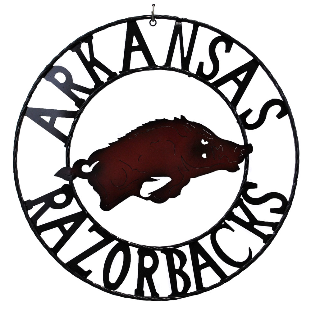 Arkansas Razorbacks Wrought Iron Sign 24 In