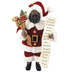 African American Santa With List Figurine, SWI5617