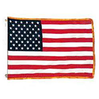 US Fringed Flag with Canvas Heading, US35CHFAFB