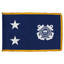 Coast Guard Rear Admiral Upper Half Flag with pole hem and fringe, ACOASSTAR235PHF