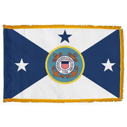 Coast Guard Vice Commandant flag with pole hem and fringe, ACOASSTAR335PHF