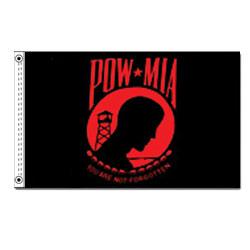 POW MIA Flag 3 ft x 5 ft Polyester - Red, APOWMBR35P