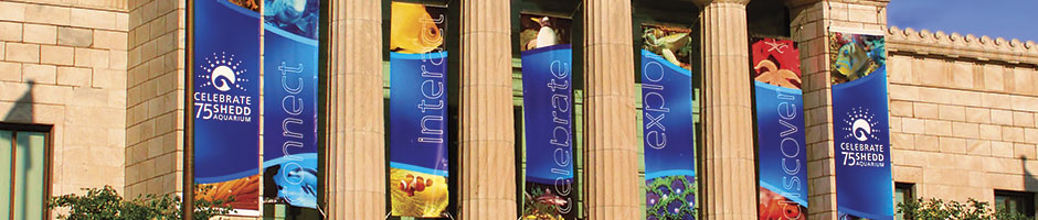 Custom Banners on the Shed Aquarium