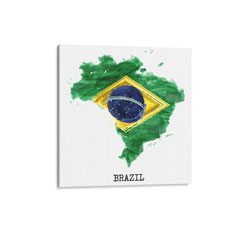 Brazil Flag Watercolor Canvas Print, CPBRAZ12