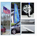 Lightweight Telescoping Flagpole, 16 ft. White Fiberglass, Includes Ball and Wheel Base, CPOLE782