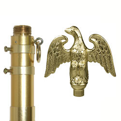 Adjustable Gold Aluminum Pole with Eagle Ornament, CPOLEAAP10E