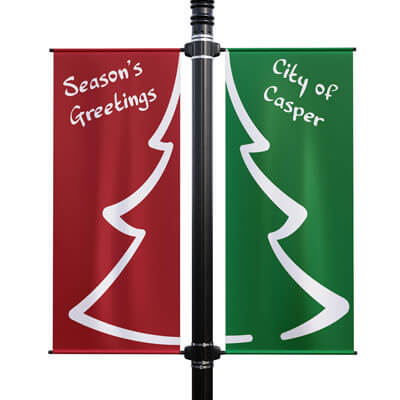 Christmas Tree Double Street Pole Banners, DBANNCTB2448V