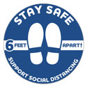 Six Feet Social Distancing Circular Floor Decal 6 Pack, DEC593601