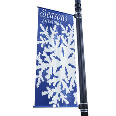 Blue Icy Winter Street Pole Banner, DEKBIW1836V