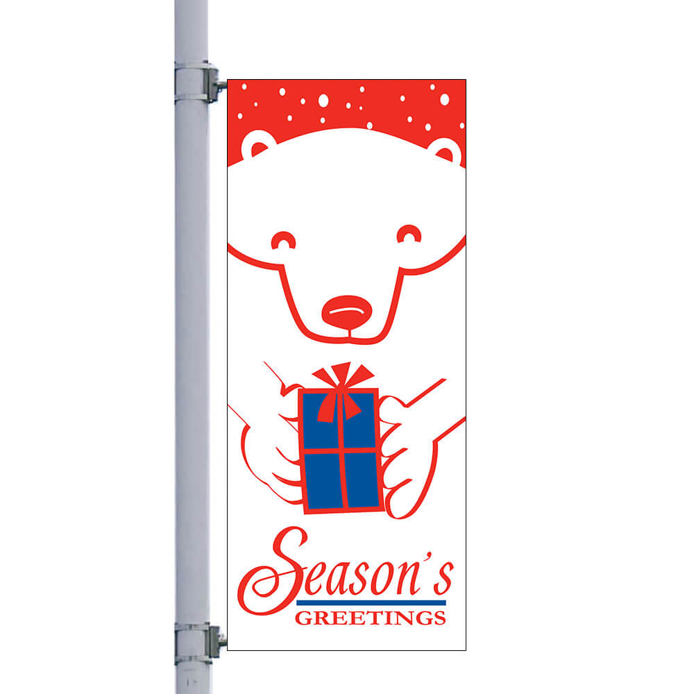 Bear With Gift Street Pole Banner, FBPP0000009679