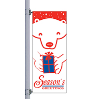 Bear With Gift Street Pole Banner