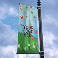 Vinyl Purple Butterfly Street Pole Banner
