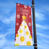 Decorated Snow Tree Street Pole Banner