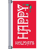 Vinyl Red Happy Holidays Street Pole Banner