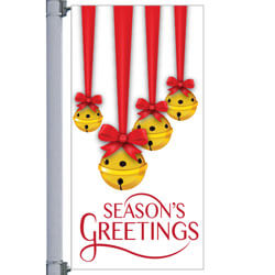 Vinyl White Jingle Bells Street Pole Banner, FBPP0000010800
