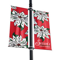 White Poinsettia Double Street Pole Banner