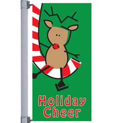 Cheerful Reindeer Street Pole Banner, DEKCR2448V