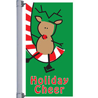 Cheerful Reindeer Street Pole Banner
