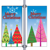 Frosty Forest Double Street Pole Banner