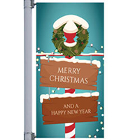 Holiday Wreath Street Pole Banner