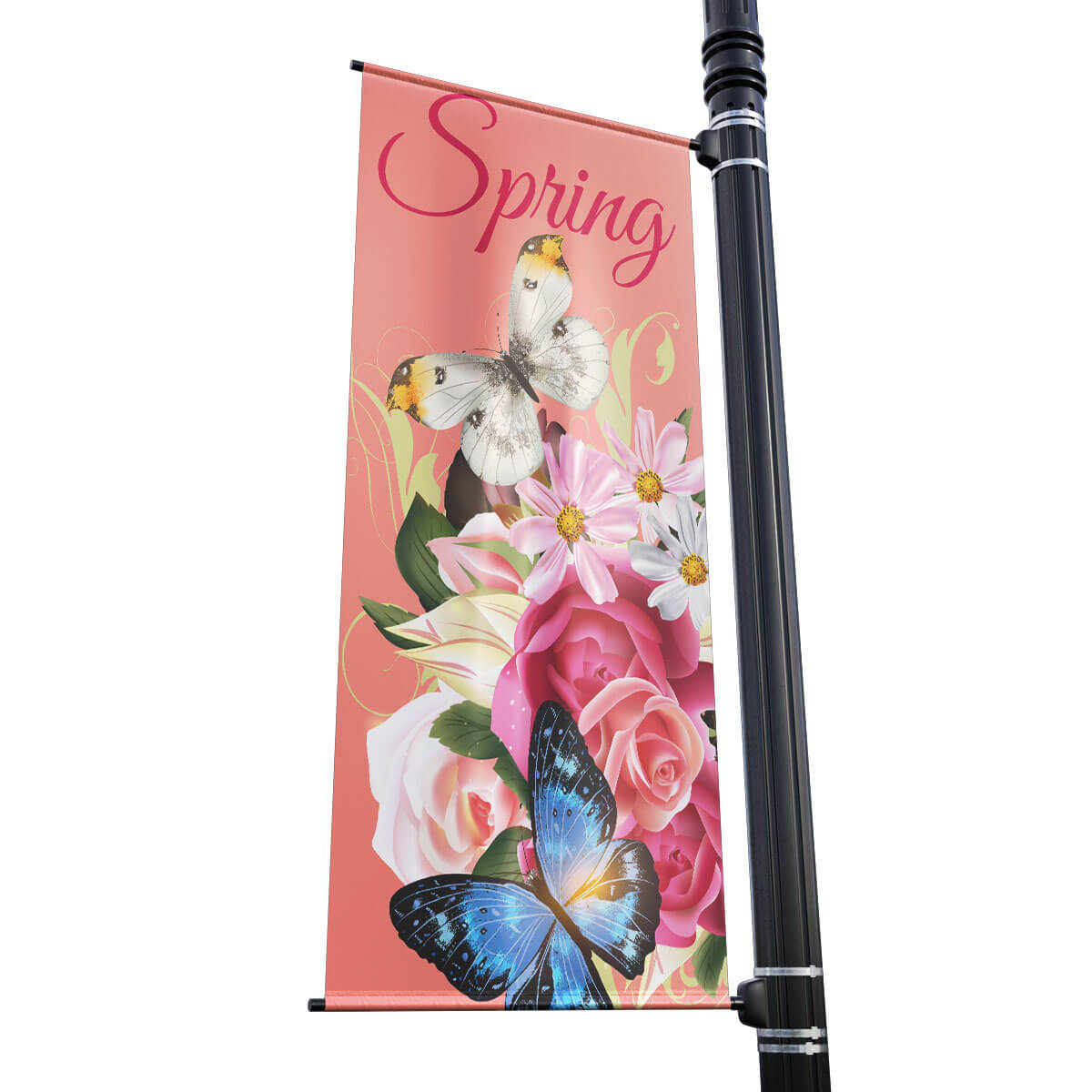 Spring Butterflies Street Pole Banner | FlagandBanner.com