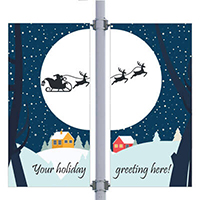 Santa Sleigh Bells Double Street Pole Banner