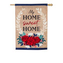 Patriotic Floral Home Sweet Home House Flag, EE13B914BLH