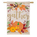 Autumn Gather Burlap House Flag, EE13B9326H