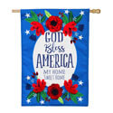 God Bless America Floral Linen House Flag, EE13L9170BLH
