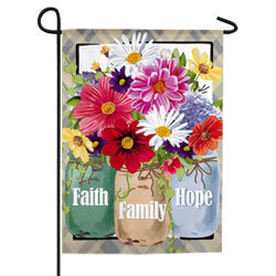 Faith Hope Love Mason Jars Suede Garden Banner, EE14S9801G