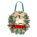 Holiday Red Truck Burlap Door Hanger Wreath