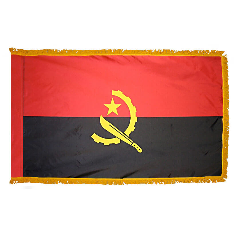 Angola Fringed Flag with Pole Hem, FANGO46PHF