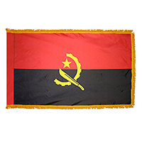 Angola Fringed Flag with Pole Hem, FANGO46PHF