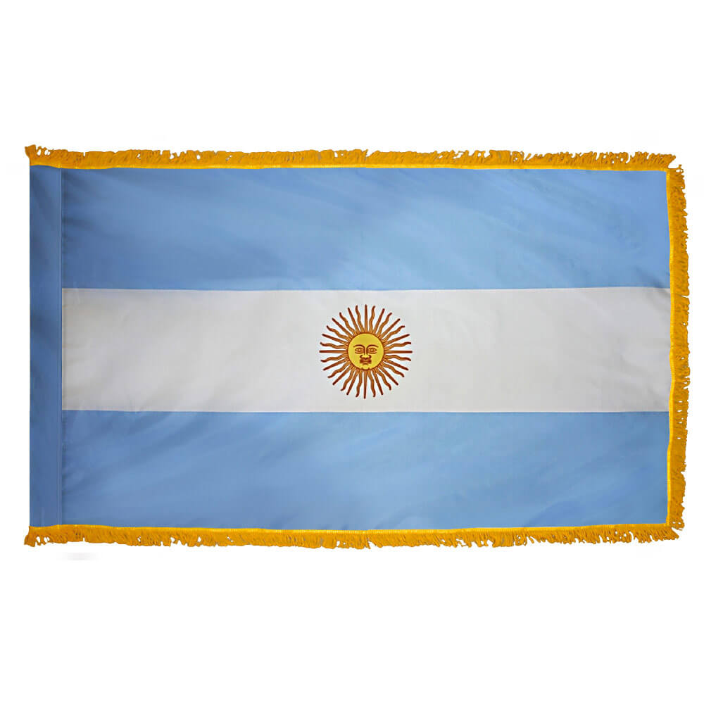 Argentina National Fringed Flag with Pole Hem, FBPP0000009523