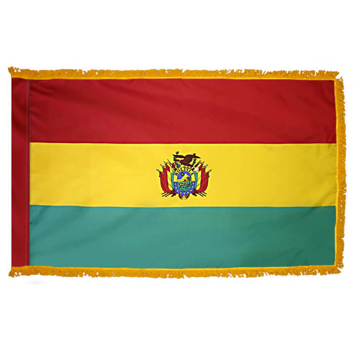 Bolivia  Government Fringed Flag with Pole Hem, FBPP0000009785