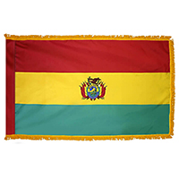 Bolivia  Government Fringed Flag with Pole Hem
