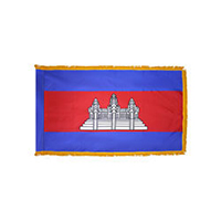 Cambodia Fringed Flag with Pole Hem